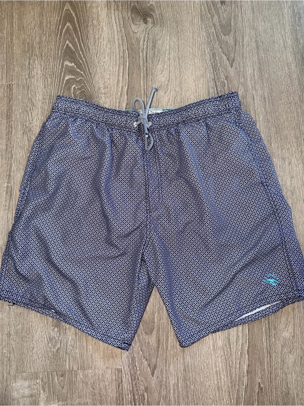 Ted Baker London Navy Micro-Geo Print Swim Trunks